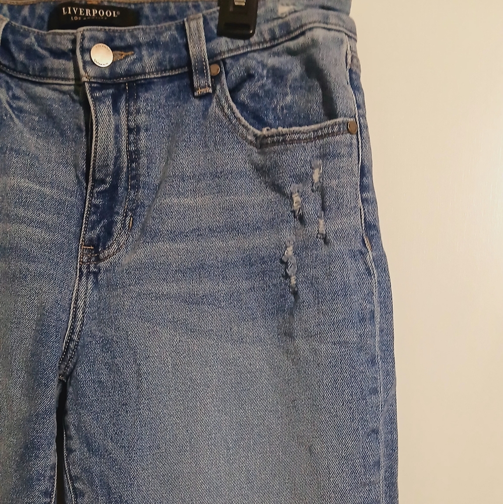 Blue Boyfriend Jeans with Distressed Details - Picture 3 of 6